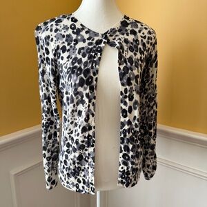 LOFT Black and White Animal Print Cardigan